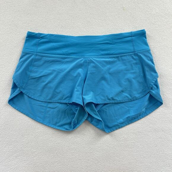 Lululemon Women Solid Bright Kayak Blue 4-way Mid Rise 2.5" Run Speed Short 6 - Picture 1 of 8